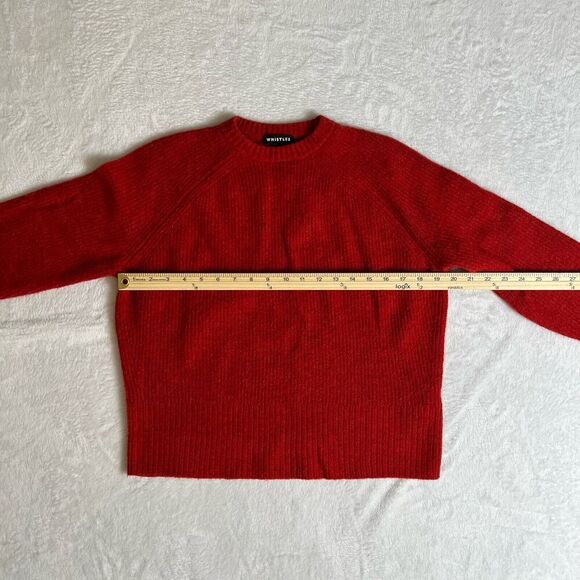 Whistles Women’s Wool Blend Ribbed Sweater Size XS Red Preppy Academia Classic - Picture 6 of 7